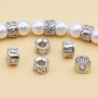 Distanziatori white gold plated rondelle decorate 6x4 mm 25 pz