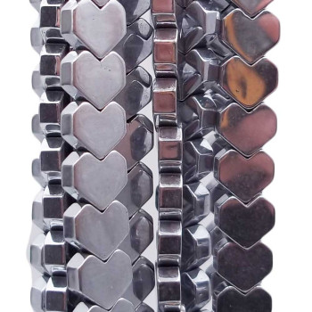 Ematite cuore smussato 6 mm ematite argentata filo 40 cm