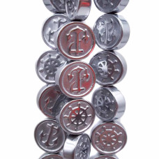 Ematite gettone argentato timone ancora 10 mm pacco 10 pz