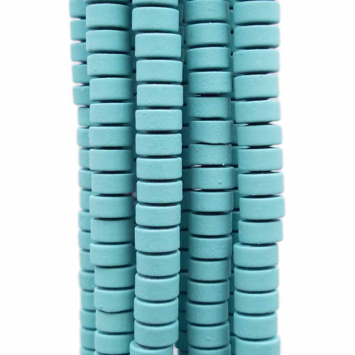 Ematite rondelle rivestite opacizzate 4x2.4 mm turchese filo da 40 cm