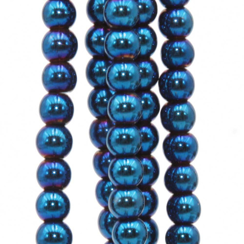 Ematite tonda liscia blu notte 4 mm filo 40 cm