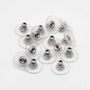 Farfallina per orecchini in gomma e acciaio 20 pz