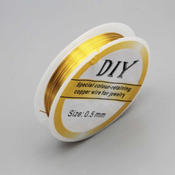 Filo wire in rame placcato oro 18 kt 0.5 mm bobina circa 6 mt