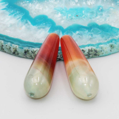 Gocce agata indiana lisce 30x10 mm conf. 2 pz