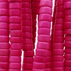 Perline Heishi Vetro rondelle 4.5x2.5 mm rosa scuro filo 40 cm