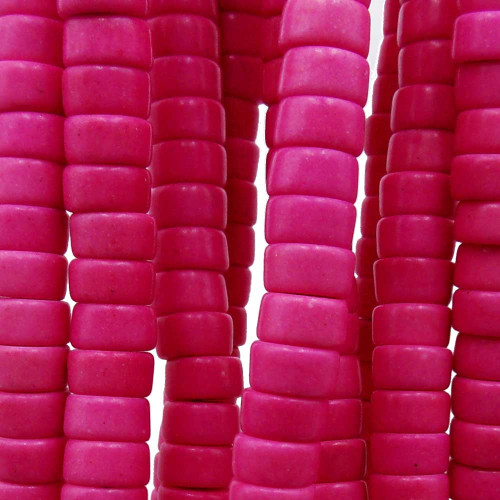 Perline Heishi Vetro rondelle 4.5x2.5 mm rosa scuro filo 40 cm