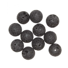 Perline di lava tonda nera 14 mm conf. 10 pz Perline di lava tonda nera 14 mm conf. 10 pz
