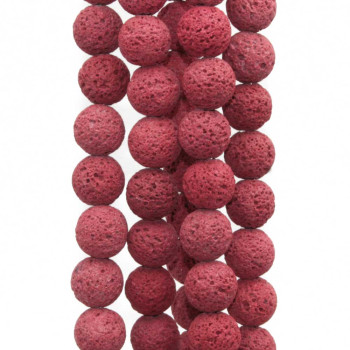 Perline lava tonda 13 mm rosa anticato filo 40 cm