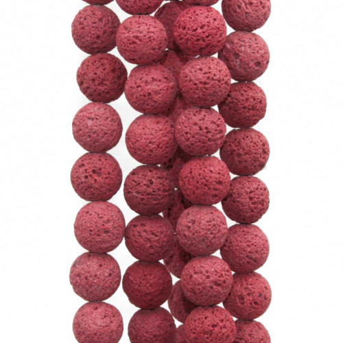 Perline lava tonda 13 mm rosa anticato filo 40 cm