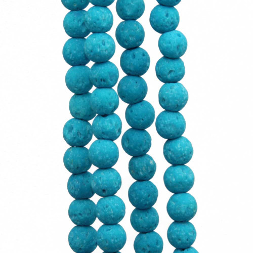 Perline lava tonda azzurra 6 mm filo 40 cm