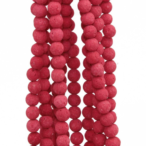 Perline lava tonda rosa antico 6 mm filo 40 cm