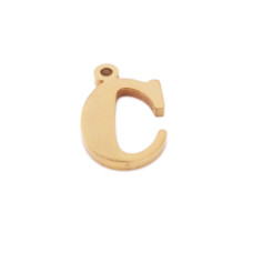 10 pezzi Charms lettera C in acciaio placcata oro 10.5 mm