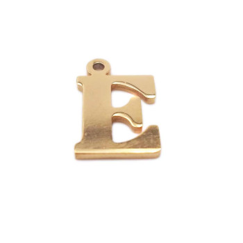 10 pezzi Charms lettera E in acciaio placcata oro 10.5 mm 