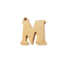 Charms lettera M in acciaio placcata oro 10.5 mm pacco 1 pz