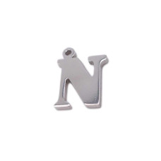 10 pezzi Charms lettera N in acciaio 10.5 mm 