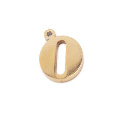 Charms lettera O in acciaio placcata oro 10.5 mm pacco 1 pz