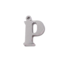 Charms lettera P in acciaio 10.5 mm pacco 1 pz