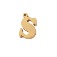10 pezzi Charms lettera S in acciaio placcata oro 10.5 mm