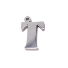 Charms lettera T in acciaio 10.5 mm pacco 1 pz