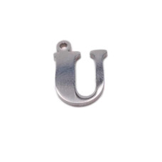 Charms lettera U in acciaio 10.5 mm pacco 1 pz