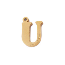 10 pezzi Charms lettera U in acciaio placcata oro 10.5 mm 