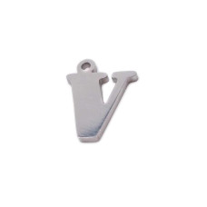 Charms lettera V in acciaio 10.5 mm pacco 1 pz