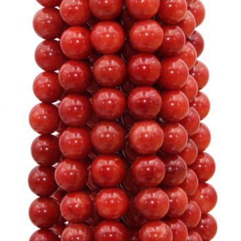 Madrepora rossa tonda liscia 10 mm grado aaaa filo 40 cm
