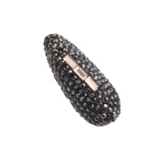 Perline pavè goccia strass ematite e champagne 34x13.5 mm 1 pz
