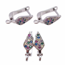 Monachelle in ottone placate argento 925 rodiato 15,7 mm pacco 2 pz