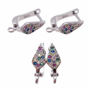 Monachelle in ottone placate argento 925 rodiato 15,7 mm pacco 2 pz
