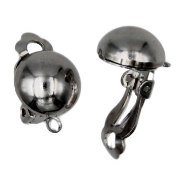 Orecchini a clips in ottone rodio lobo 15 mm conf. 2 pz