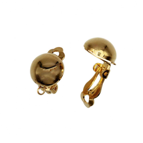Orecchini a clips oro in ottone lobo 10 mm conf. 2 pz