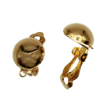 Orecchini a clips oro in ottone lobo 16 mm conf. 2 pz
