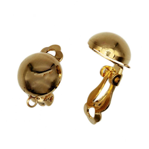 Orecchini a clips oro in ottone lobo 16 mm conf. 2 pz