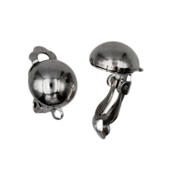 Orecchini a clips rodio in ottone lobo 10 mm conf. 2 pz