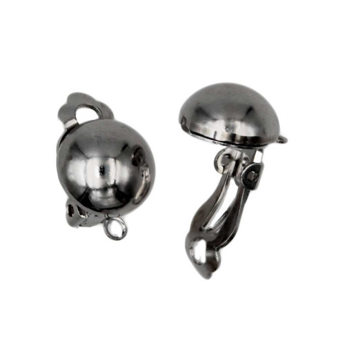 Orecchini a clips rodio in ottone lobo 10 mm conf. 2 pz