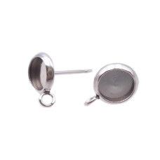 Base orecchini a perno 8 mm foro int.6 mm pacco 4 pz Base orecchini a perno 8 mm foro int.6 mm pacco 4 pz