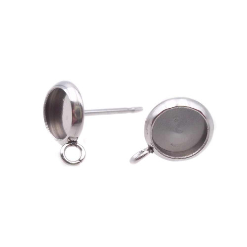 Base orecchini a perno 8 mm foro int.6 mm pacco 4 pz