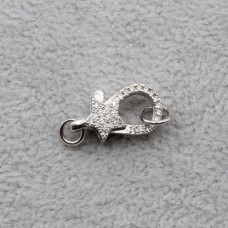 Moschettone ottone placcato oro bianco stella 16 mm 1 pz Moschettone ottone placcato oro bianco stella 16 mm 1 pz