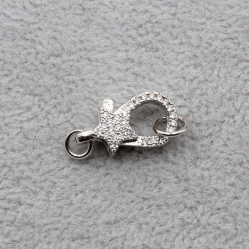 Moschettone ottone placcato oro bianco stella 16 mm 1 pz