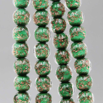 Perline di murano tonde verdi 10 mm filo 40 cm