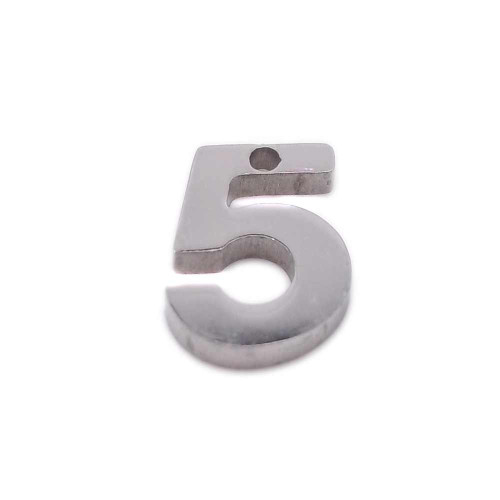 Charms in acciaio numero cinque 9 mm pacco 1 pezzo 