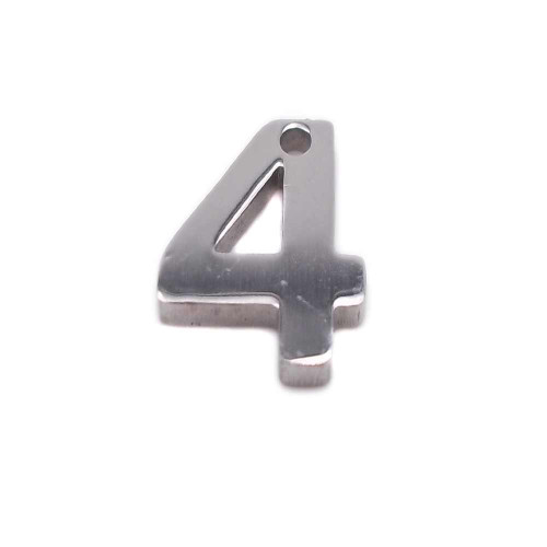 Charms in acciaio numero quattro 9 mm pacco 1 pezzo