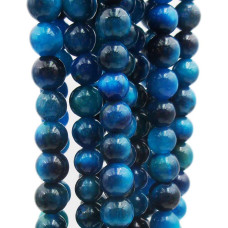 Occhio di tigre tondo liscio blu 4 mm filo 40 cm