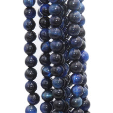 Occhio di tigre tondo liscio blu scuro 4 mm filo 40 cm