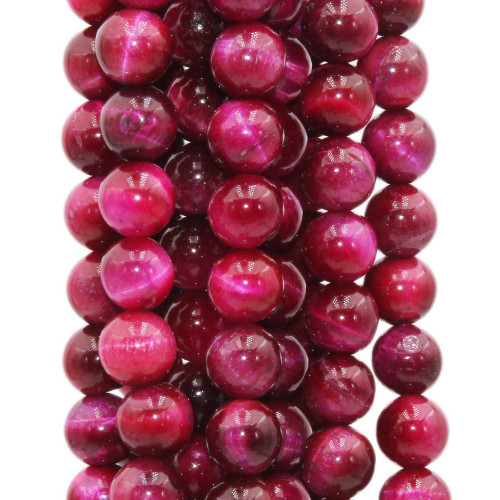 Occhio di tigre tondo liscio rosa 8 mm filo 40 cm