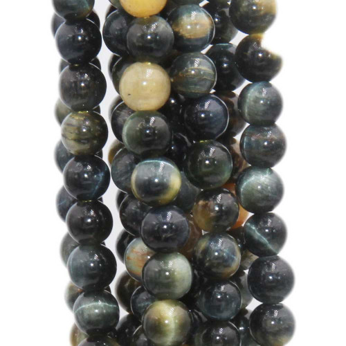 Occhio di tigre tondo liscio verde multicolor 4 mm filo 40 cm
