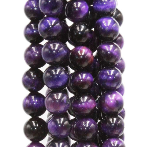Occhio di tigre viola tondo liscio 8 mm filo 40 cm