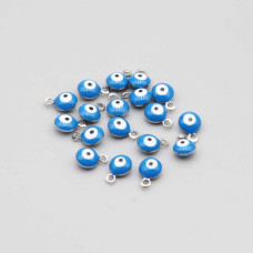 Charms acciaio Occhi turchi azzurri 6 mm conf. 10 pz Charms acciaio Occhi turchi azzurri 6 mm conf. 10 pz