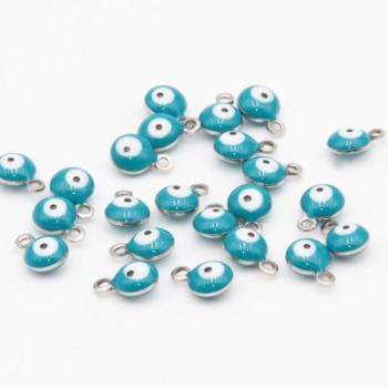 Charms acciaio Occhi turchi verde bottiglia 6 mm conf. 10 pz